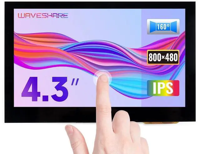 Main image of 4.3inch Capacitive Touch Screen LCD Compatible with 5/4B/3B+/3A+/2B/B+/A+/Zero/Zero W/WH/Zero 2W CM3+/4 800×480 Resolution HDMI IPS Supports Jetson Nano/Windows