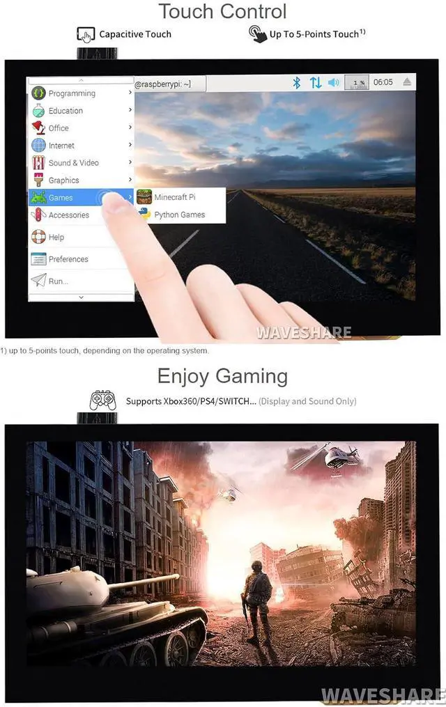 Alt view image 6 of 7 - 4.3inch Capacitive Touch Screen LCD Compatible with 5/4B/3B+/3A+/2B/B+/A+/Zero/Zero W/WH/Zero 2W CM3+/4 800×480 Resolution HDMI IPS Supports Jetson Nano/Windows