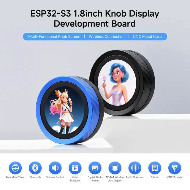 Alt view image 3 of 7 - ESP32-S3 1.8inch Knob Display Development Board, Multi-Functional Knob Screen, Capacitive Touch, 2.4GHz Wi-Fi & BLE Wireless, PC Volume Control, PC Secondary Screen, CNC Metal Case
