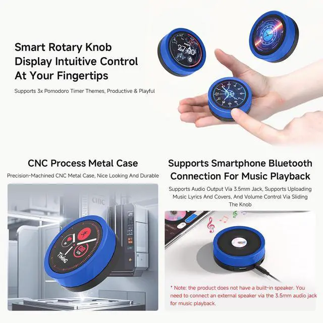 Alt view image 5 of 7 - ESP32-S3 1.8inch Knob Display Development Board, Multi-Functional Knob Screen, Capacitive Touch, 2.4GHz Wi-Fi & BLE Wireless, PC Volume Control, PC Secondary Screen, CNC Metal Case
