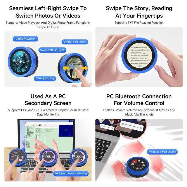 Alt view image 6 of 7 - ESP32-S3 1.8inch Knob Display Development Board, Multi-Functional Knob Screen, Capacitive Touch, 2.4GHz Wi-Fi & BLE Wireless, PC Volume Control, PC Secondary Screen, CNC Metal Case
