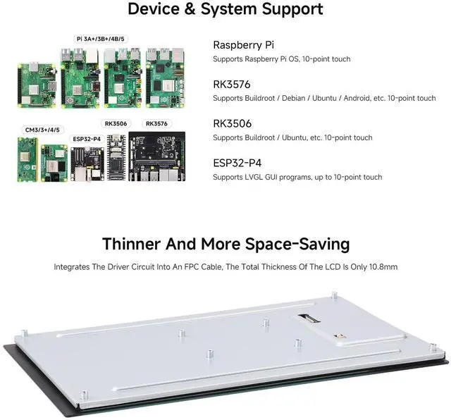 Alt view image 4 of 7 - 10.1inch DSI Capacitive Touch Display, Comaptible with 5/4B/3B, 800×1280, IPS Panell, 10-Point Touch