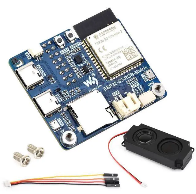 Main image of ESP32-S3 RGB Matrix Driver Board, Onboard Dual Microphones Array, Supports 2.4 GHz Wi-Fi and Bluetooth 5 (BLE), Supports AI Voice Interaction