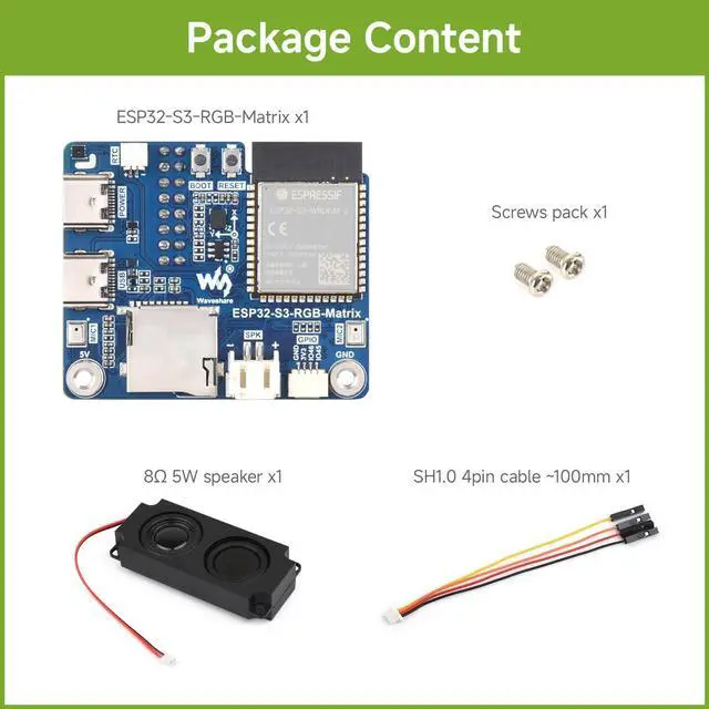 Alt view image 2 of 6 - ESP32-S3 RGB Matrix Driver Board, Onboard Dual Microphones Array, Supports 2.4 GHz Wi-Fi and Bluetooth 5 (BLE), Supports AI Voice Interaction