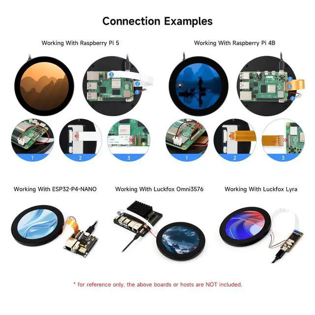 Alt view image 5 of 7 - 4inch DSI Round Capacitive Touch Display, Compatible with , RK3576, RK3506 and ESP32-P4 720 × 720, IPS Display Panel, 10-Point Touch, 170° Wide Viewing Angle