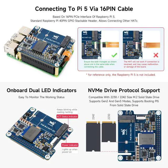 Alt view image 6 of 7 - PCIe to M.2 Adapter with PoE Function (C), Compatible with 5, Supports NVMe Protocol M.2 Solid State Drive, High-Speed Reading/Writing