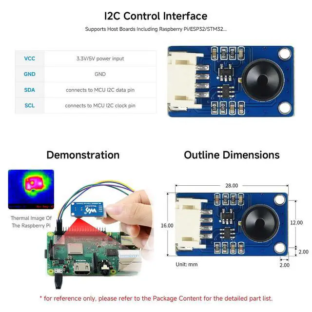 Alt view image 4 of 6 - MLX90640 IR Array Thermal Imaging Camera with 32×24 Pixels 110° Field of View Communicating via I2C Interface Supports /rduino(ESP32)/STM32, etc.