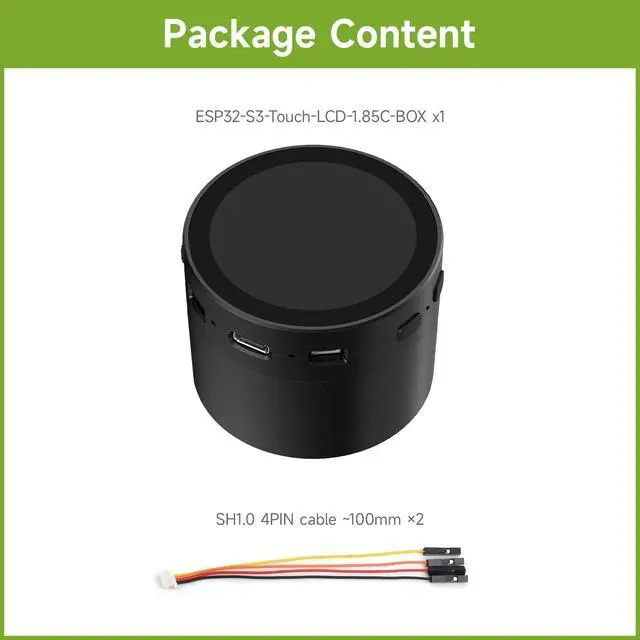 Alt view image 2 of 7 - ESP32-S3 1.85inch Round LCD Development Board, 360×360, Supports Wi-Fi & Bluetooth BLE 5, AI Speech, Smart Speaker Box, ESP32 with Display, with Speaker Box