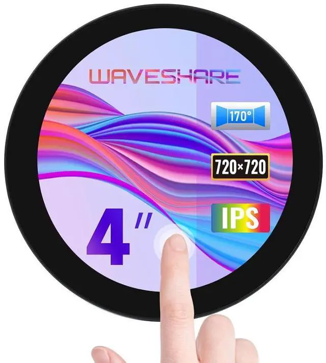 Main image of 4inch DSI Round Touch Display, 720 × 720 Resolution, IPS, 10-Point Touch, Compatible with 5/4B/3B+/3A+, CM3/3+/4, 170° Wide Viewing Angle