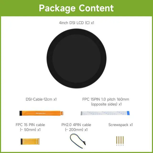 Alt view image 2 of 7 - 4inch DSI Round Touch Display, 720 × 720 Resolution, IPS, 10-Point Touch, Compatible with 5/4B/3B+/3A+, CM3/3+/4, 170° Wide Viewing Angle