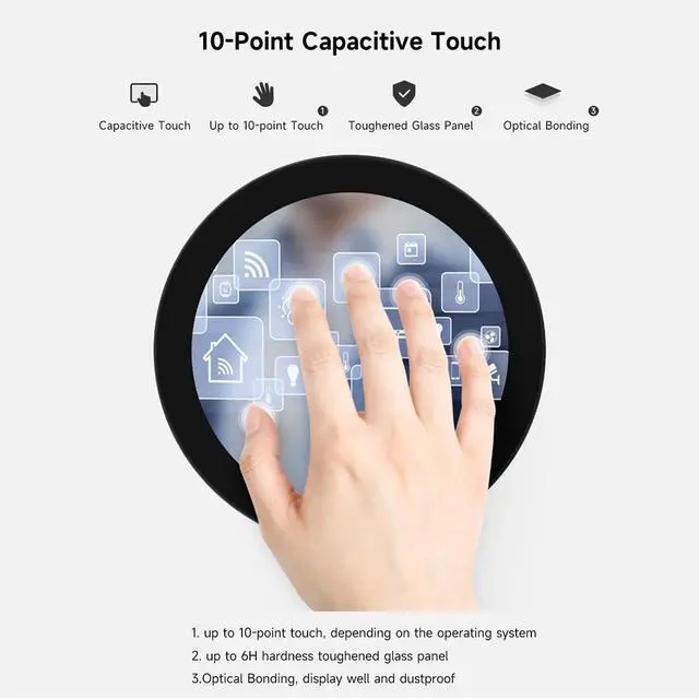 Alt view image 7 of 7 - 4inch DSI Round Touch Display, 720 × 720 Resolution, IPS, 10-Point Touch, Compatible with 5/4B/3B+/3A+, CM3/3+/4, 170° Wide Viewing Angle