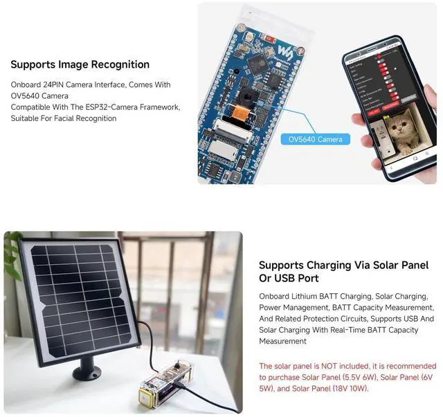 Alt view image 6 of 7 - ESP32-S3 SIM7670G 4G Development Board, LTE Cat-1 / WiFi/Bluetooth/GNSS Positioning Support, Global Coverage Multi Band, Suitable for 4G Portable WiFi, Onboard Camera/Antenna