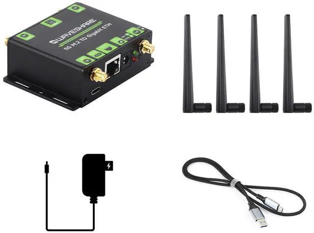 Main image of 5G M.2 to Gigabit Ethernet Converter, 5G M.2 to USB3.1, Aluminum Alloy Case, Wall-Mount Support, Quad Antennas, Onboard M.2 Key B Interface, USB3.1 Port