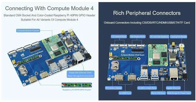 Alt view image 4 of 5 - Compute Module 4 IO Board with PoE Feature, Compatible with , Suitable for All Variants of CM4