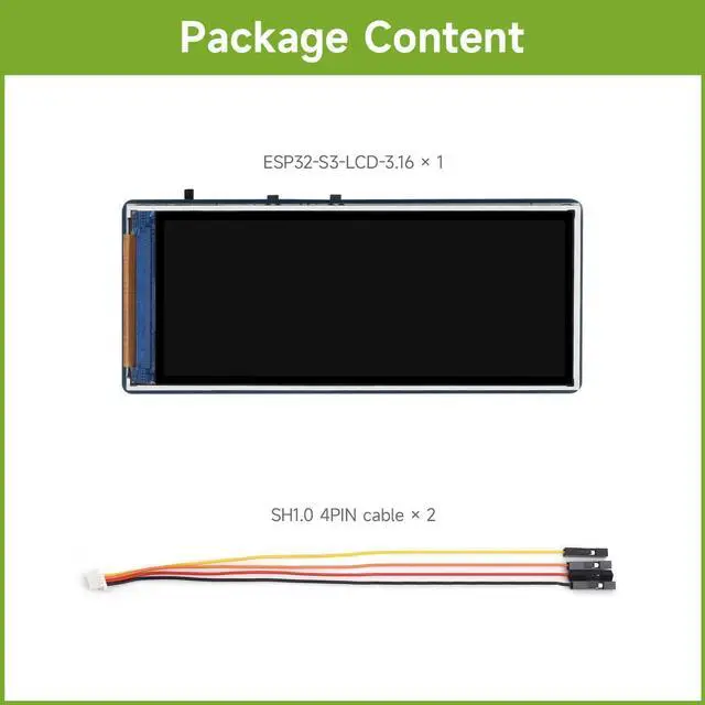 Alt view image 2 of 7 - ESP32-S3 3.16inch Display Development Board, 320×820 Pixels, 262K Color, 32-bit LX7 Dual-core Processor, Up to 240MHz Frequency, WiFi & Bluetooth 5, Accelerometer and Gyroscope Sensor