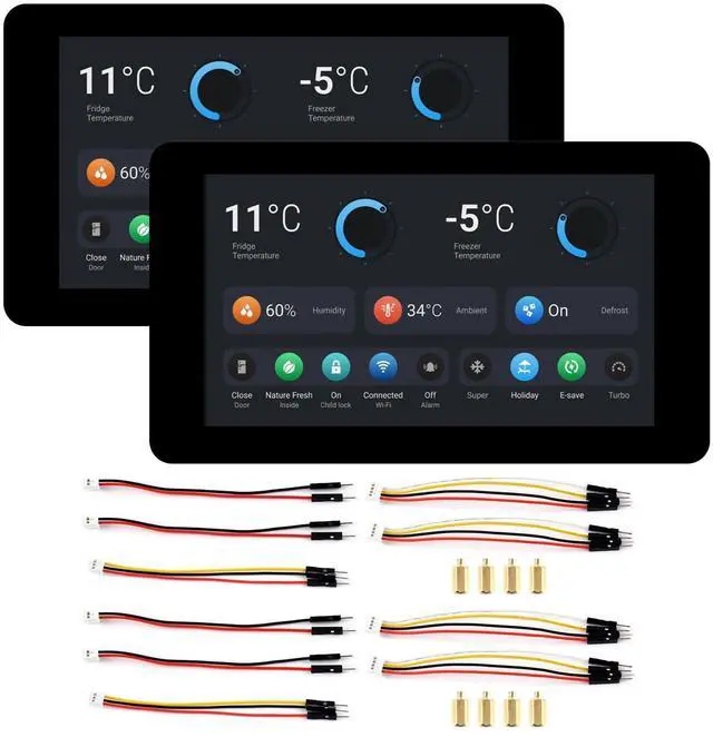 Main image of 2PCS ESP32-S3 7inch LCD Development Board, ESP32 with Display, 1024×600, 32-bit LX7 Dual-core Processor, 240MHz Frequency, Wi-Fi & BLE Support, Onboard Antenna, with Touch Function