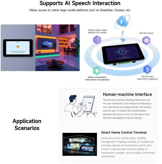Alt view image 5 of 7 - ESP32-S3 7inch AI Voice Touch Display,800 × 480,5-Point Touch,IPS