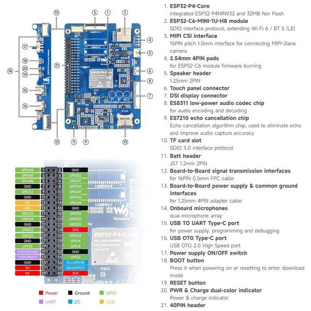 Alt view image 7 of 7 - ESP32-P4-WIFI6 10.1inch HMI All-in-One Touch Display Development Board, 10-Point Touch, 800 × 1280 Resolution, with Dual Microphones and Speaker, Supports Wi-Fi 6 and BLE 5, Without BAT
