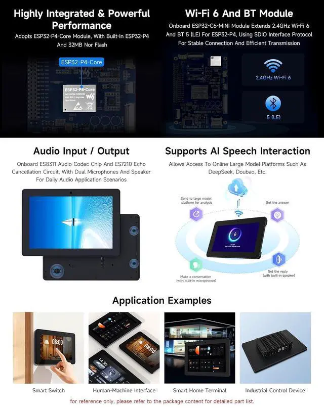 Alt view image 6 of 7 - ESP32-P4-WIFI6 10.1inch HMI All-in-One Touch Display Development Board, 10-Point Touch, 800 × 1280 Resolution, with Dual Microphones and Speaker, Supports Wi-Fi 6 and BLE 5, Without BAT
