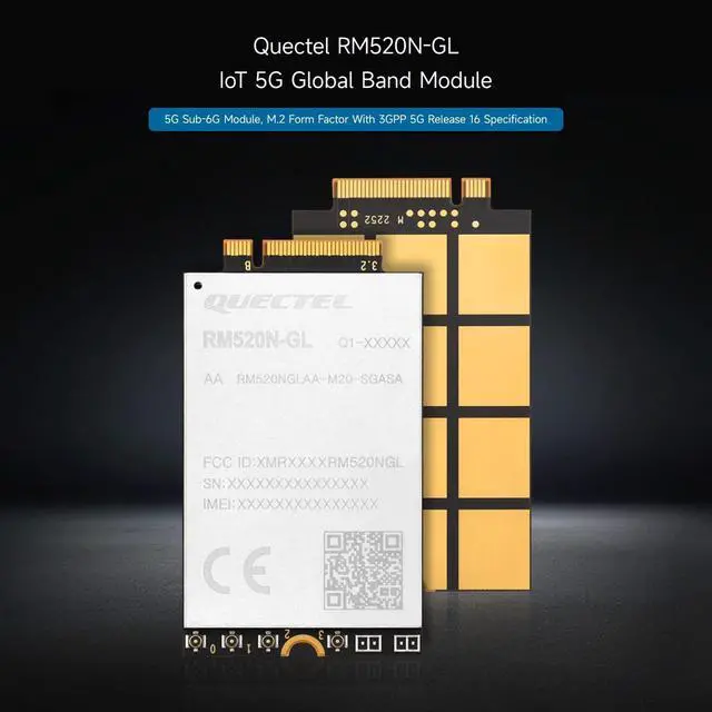 Alt view image 3 of 7 - Quectel RM520N-GL IoT 5G Global Band Module, 5G Sub-6G Module, M.2 Form Factor with 3GPP 5G Release 16 Specification