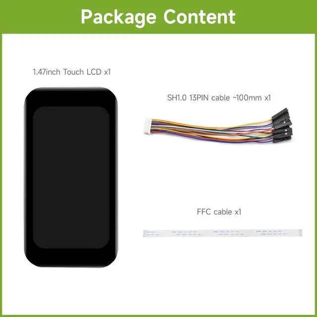 Alt view image 2 of 5 - 1.47inch LCD Display Module with Touch Panel, Compatible with /Pi Pico/ ESP32S3, Micro LCD Display, 172×320 Resolution, IPS, SPI and I2C Communication, 262K Display Color