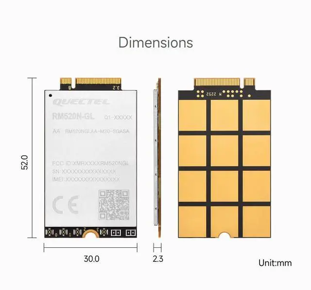 Alt view image 7 of 7 - Quectel RM520N-GL IoT 5G Global Band Module, 5G Sub-6G Module, M.2 Form Factor with 3GPP 5G Release 16 Specification