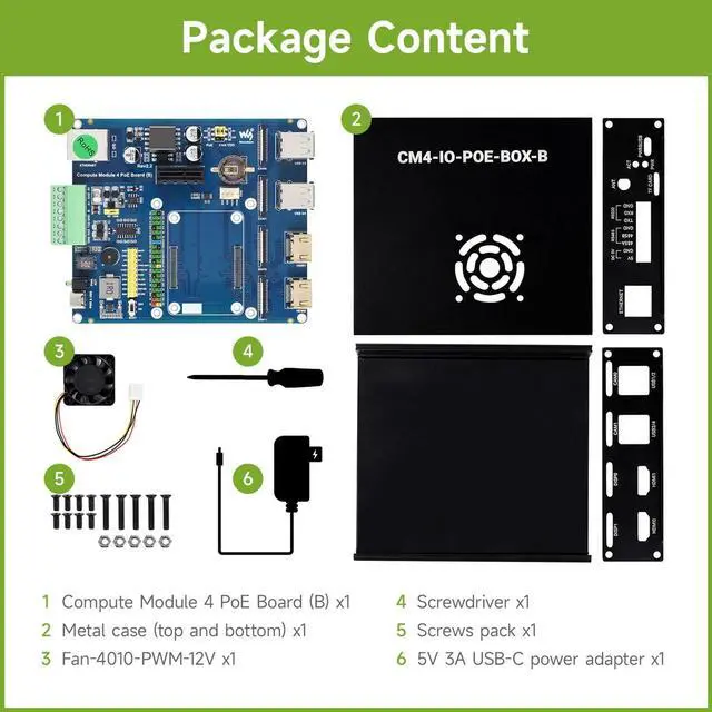 Alt view image 2 of 7 - PoE Mini-Computer (Type B) Based On Compute Module 4 (NOT Included) Metal Case with Cooling Fan CM4 PoE IO Board (B) Inside