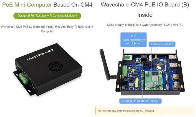 Alt view image 4 of 7 - PoE Mini-Computer (Type B) Based On Compute Module 4 (NOT Included) Metal Case with Cooling Fan CM4 PoE IO Board (B) Inside