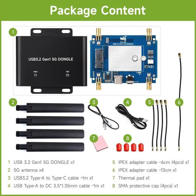 Alt view image 2 of 7 - 5G DONGLE Expansion Board ONLY, USB 3.2 Port, Aluminum Alloy Case, Quad Antennas, Onboard M.2 Key B Interface, Does NOT Include 5G Module