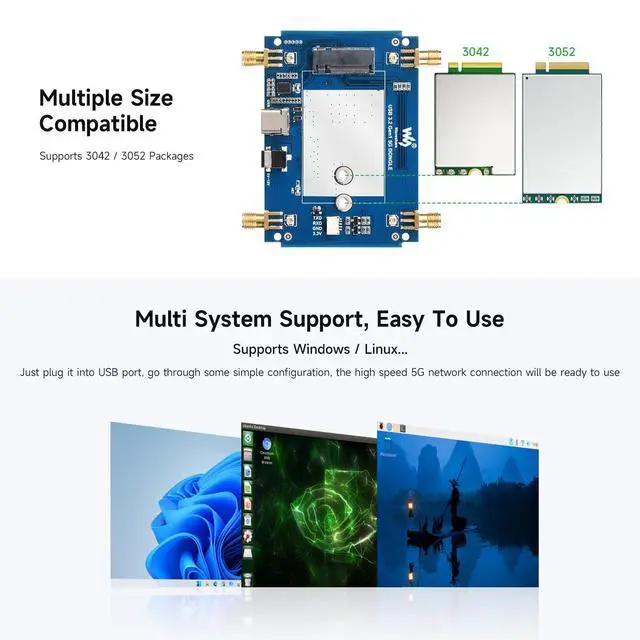 Alt view image 5 of 7 - 5G DONGLE Expansion Board ONLY, USB 3.2 Port, Aluminum Alloy Case, Quad Antennas, Onboard M.2 Key B Interface, Does NOT Include 5G Module