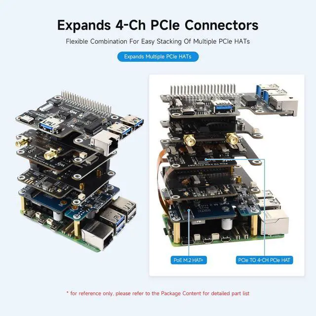 Alt view image 4 of 6 - Four-Channel PCIe FFC Expansion Board, Designed for 5, Supports Stacking Multiple PCIe HAT Modules