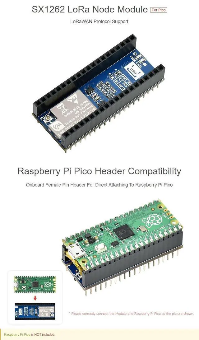 Alt view image 2 of 5 - SX1262 LoRa Node Module for Pico Supports LoRaWAN Protocol EU868 Band