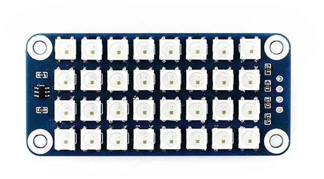 Main image of RGB LED HAT True Color Onboard 4 × 8 RGB LED Display Colorful Effect Controlled by Only One Signal Pin Supports Any Revision of