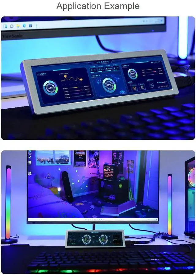 Alt view image 5 of 6 - 8.8inch HDMI Small Monitor,480×1920,Compatible with /Jetson Nano/PC,Horizontal and Vertical Screen Display,AIDA64 PC CPU GPU RAM Monitor Data Display,with HiFi Speaker