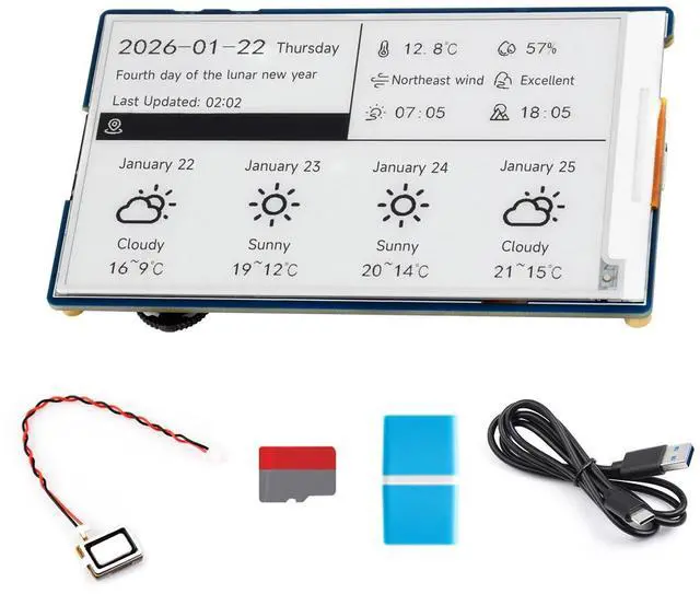 Main image of ESP32-S3 3.97inch e-Paper Development Board, 800 × 480 Resolution, Supports Wi-Fi/BLE 5, and AI Voice Interaction, Onboard Microphone, Bundle with BAT, TF Card and Card Reader