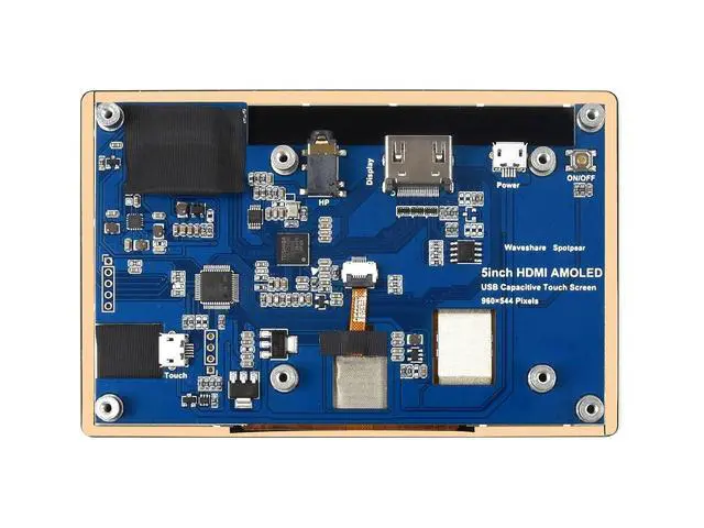 Alt view image 3 of 7 - 5inch Capacitive Touch AMOLED Display Compatible with 5/4B/3B+/3A+/2B/B+/A+/Zero/Zero W/WH/Zero 2W CM3+/4 960×544 Resolution HDMI Optical Bonding Supports Jetson Nano/Windows
