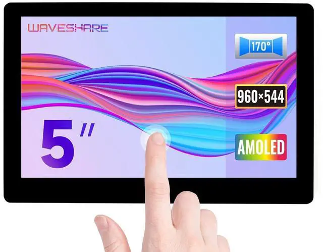 Main image of 5inch Capacitive Touch AMOLED Display Compatible with 5/4B/3B+/3A+/2B/B+/A+/Zero/Zero W/WH/Zero 2W CM3+/4 960×544 Resolution HDMI Optical Bonding Supports Jetson Nano/Windows