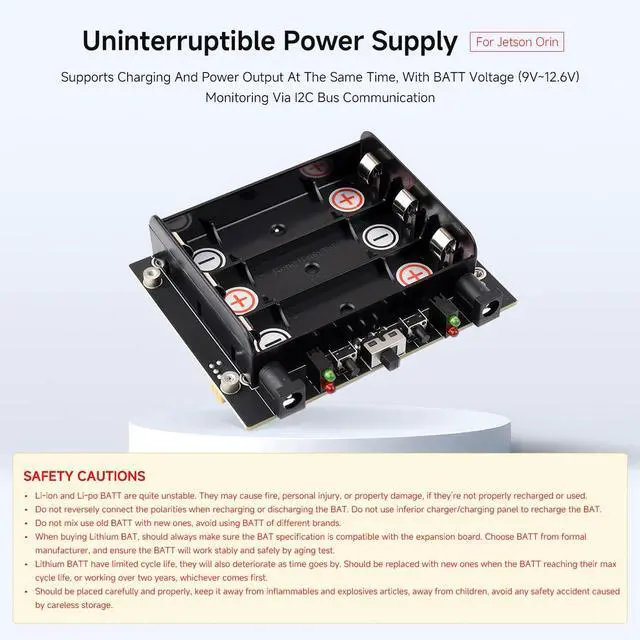 Alt view image 3 of 7 - Uninterruptible Power Supply UPS Module, Compatible with, Jetson Orin, Supports 21700 Li BAT (NOT Included), Pogo Pins Connector, Supports Charging and Power Output At The Same Time