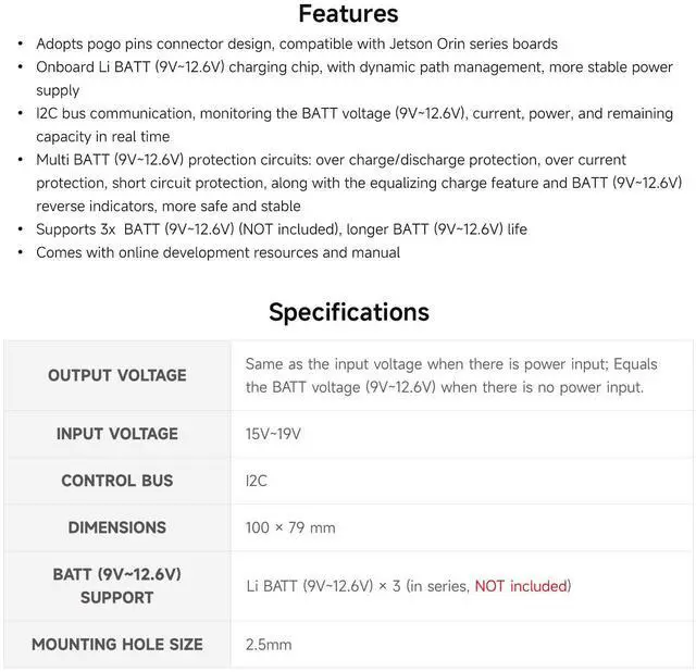 Alt view image 4 of 7 - Uninterruptible Power Supply UPS Module, Compatible with, Jetson Orin, Supports 21700 Li BAT (NOT Included), Pogo Pins Connector, Supports Charging and Power Output At The Same Time