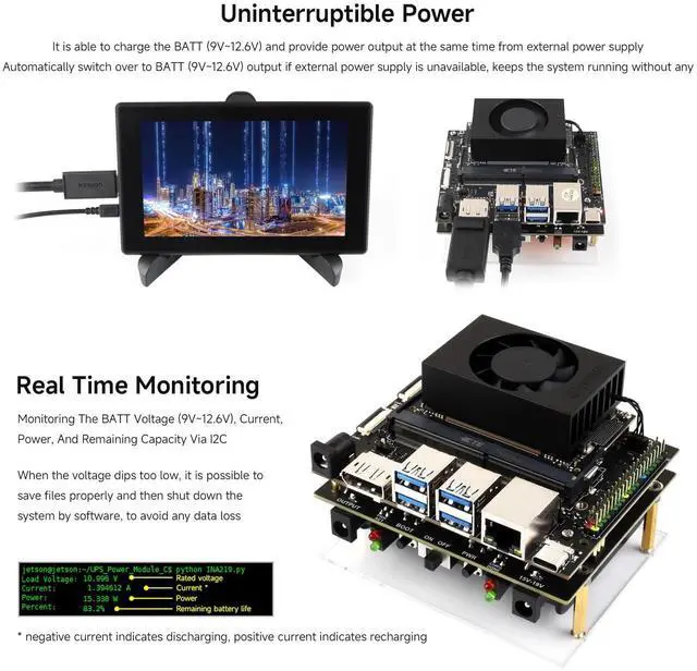 Alt view image 5 of 7 - Uninterruptible Power Supply UPS Module, Compatible with, Jetson Orin, Supports 21700 Li BAT (NOT Included), Pogo Pins Connector, Supports Charging and Power Output At The Same Time
