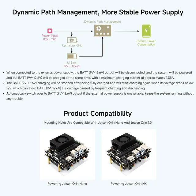 Alt view image 6 of 7 - Uninterruptible Power Supply UPS Module, Compatible with, Jetson Orin, Supports 21700 Li BAT (NOT Included), Pogo Pins Connector, Supports Charging and Power Output At The Same Time