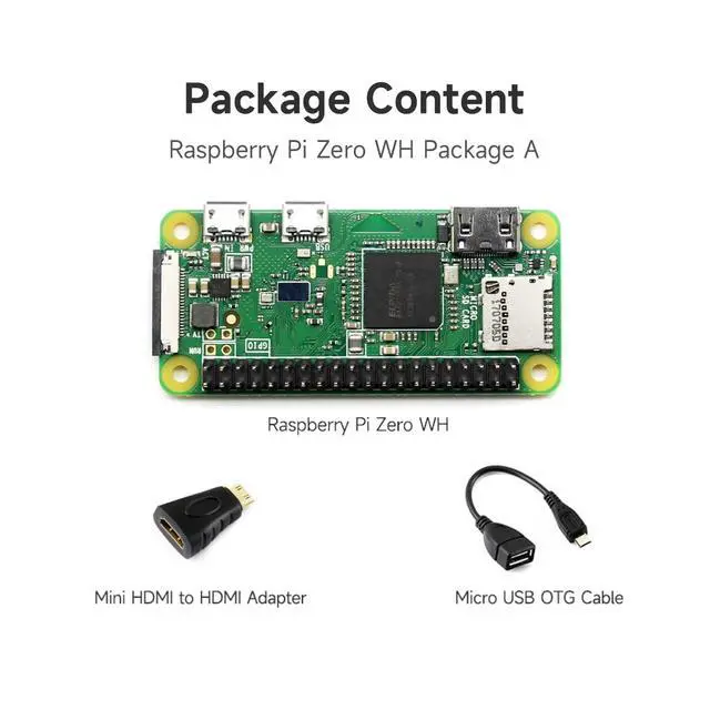 Alt view image 2 of 7 - Development Kit Compatible with Zero WH (Built-in WiFi, Pre-Soldered Headers) Bundle with Mini HDMI to HDMI Adapter Micro USB OTG Cable (3 Items)