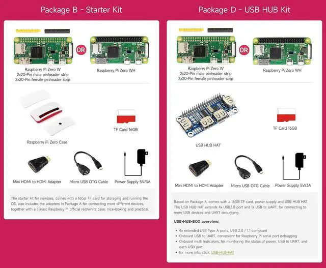 Alt view image 7 of 7 - Development Kit Compatible with Zero WH (Built-in WiFi, Pre-Soldered Headers) Bundle with Mini HDMI to HDMI Adapter Micro USB OTG Cable (3 Items)