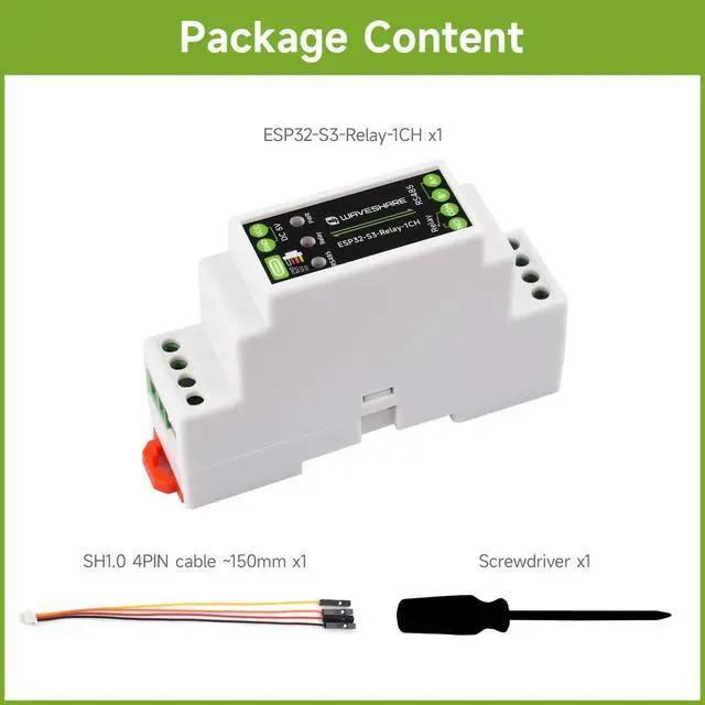 Alt view image 2 of 7 - Industrial 1-Channel ESP32-S3 WiFi Relay Module, Wi-Fi/Bluetooth Support, Onboard RS485 Interface, Multiple Isolation Protection Circuits, Industrial-Grade Rail-Mount Enclosure
