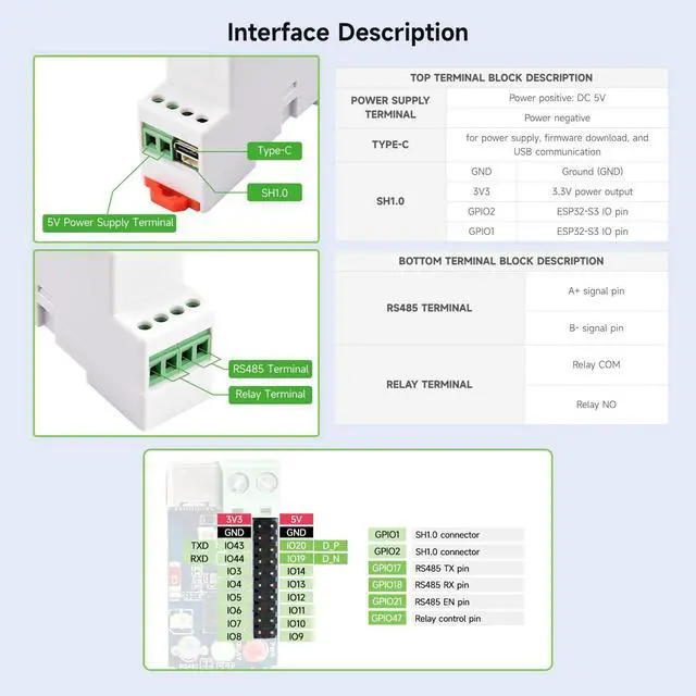 Alt view image 7 of 7 - Industrial 1-Channel ESP32-S3 WiFi Relay Module, Wi-Fi/Bluetooth Support, Onboard RS485 Interface, Multiple Isolation Protection Circuits, Industrial-Grade Rail-Mount Enclosure