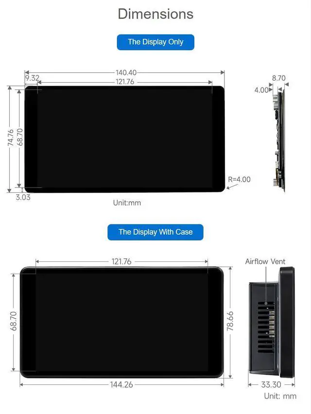 Alt view image 6 of 6 - 5.5inch 2K Capacitive Touch LCD Display Compatible with 5/4B/3B+/Pi 3B/Zero 2w/Zero w and CM4 Supports Windows 11/10/8.1/8/7,wihout Case