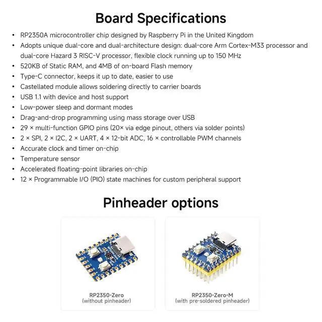 Alt view image 4 of 7 - 5PCS RP2350-Zero Mini Development Board, Microcontroller Development Board, Based On Dual-core & Dual-Architecture Microcontroller