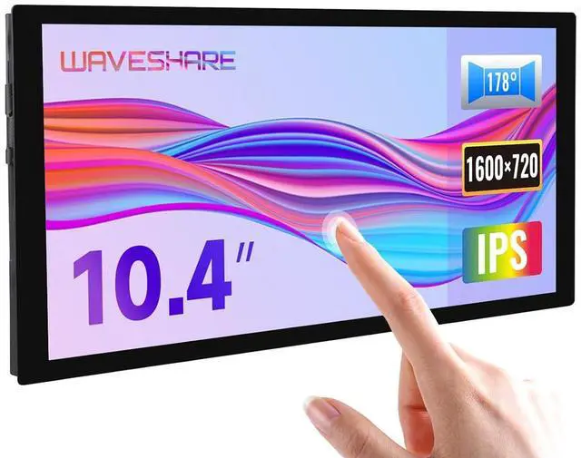 Main image of 10.4inch QLED Quantum Dot Display, 1600×720 Resolution, Compatible with 5/4B/3B/Zero/Zero W/Zero 2W/Pico/Pico W/Pico WH, Jetson Nano and PC