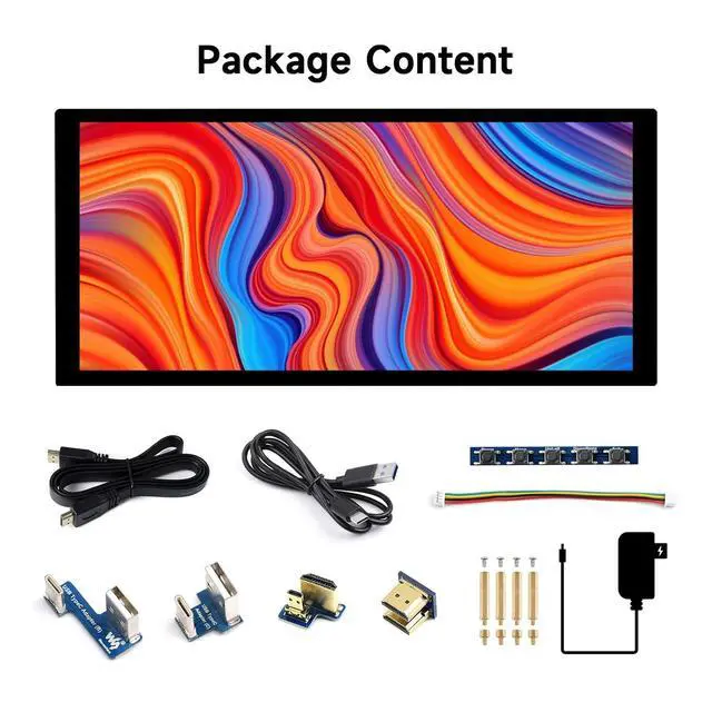 Alt view image 2 of 7 - 10.4inch QLED Quantum Dot Display, 1600×720 Resolution, Compatible with 5/4B/3B/Zero/Zero W/Zero 2W/Pico/Pico W/Pico WH, Jetson Nano and PC