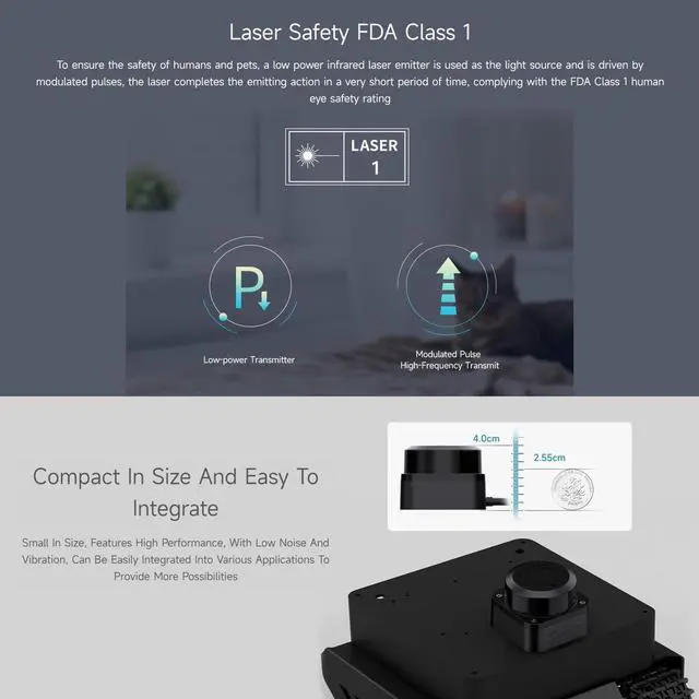 Alt view image 6 of 7 - Slamtec RPLIDAR C1 Lidar, 360 Omnidirectional Laser Ranging Sensor, Up to 12m Range, Compact, Easy Integration, ROS/ROS2 Support